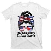 American Grown Cuban Roots Messy Bun Cuba T-Shirt