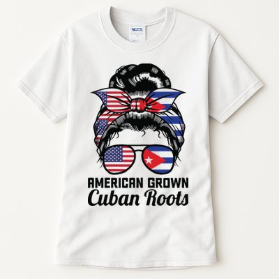 American Grown Cuban Roots Messy Bun Cuba Tall T-Shirt