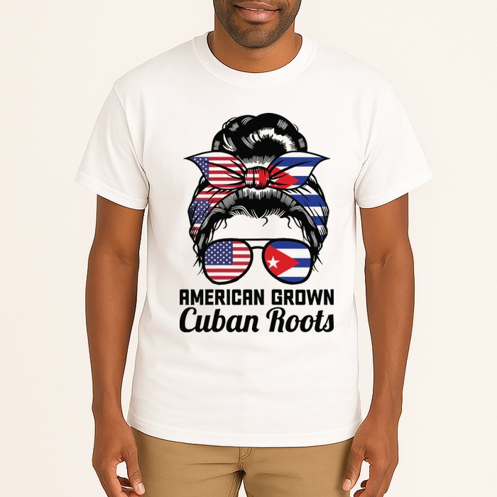 American Grown Cuban Roots Messy Bun Cuba Tall T-Shirt