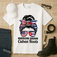American Grown Cuban Roots Messy Bun Cuba Tall T-Shirt