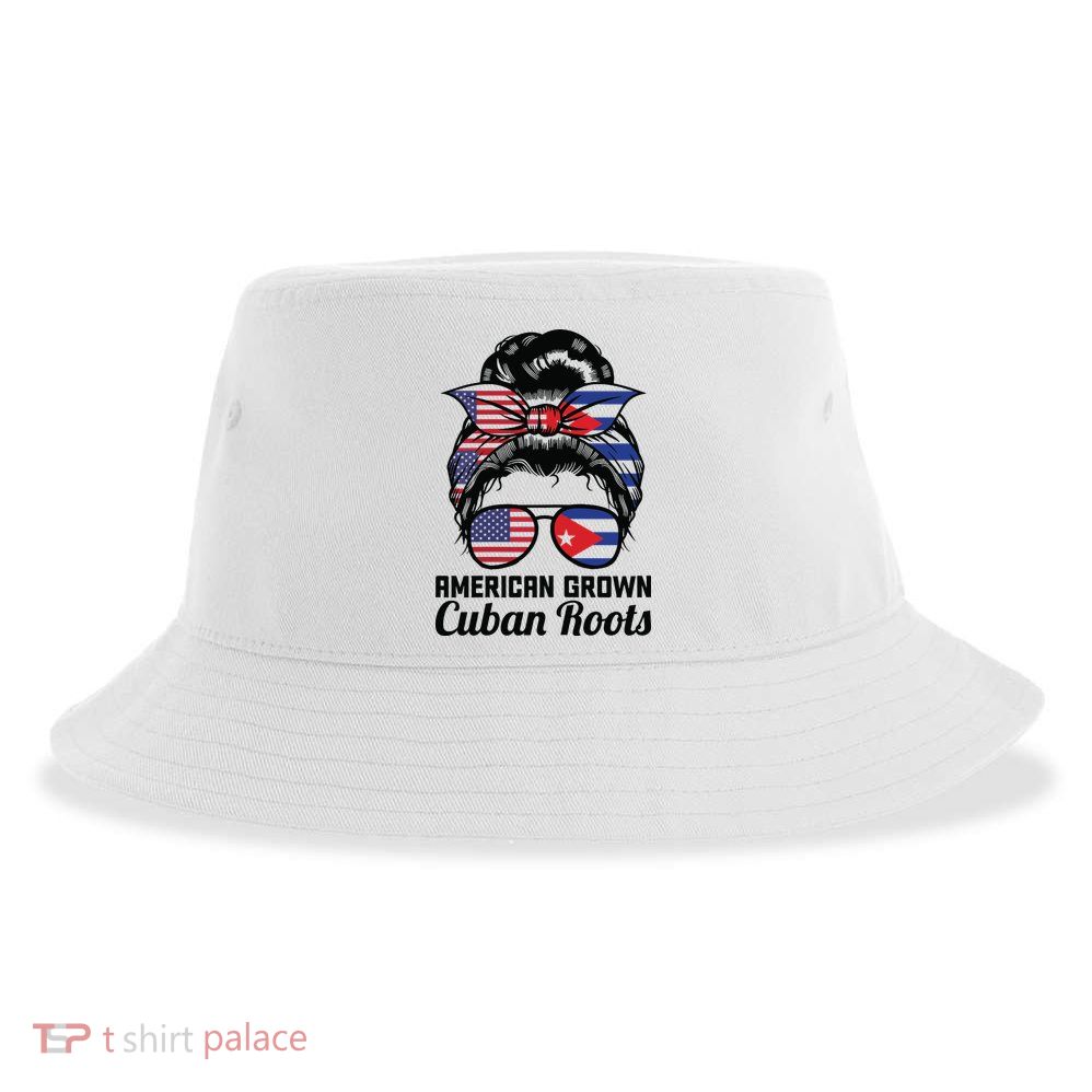 American Grown Cuban Roots Messy Bun Cuba Sustainable Bucket Hat