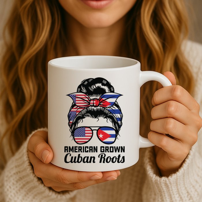 American Grown Cuban Roots Messy Bun Cuba Mug