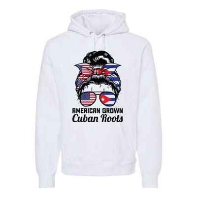 American Grown Cuban Roots Messy Bun Cuba Premium Hoodie