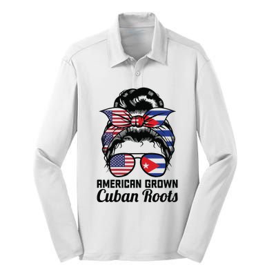 American Grown Cuban Roots Messy Bun Cuba Silk Touch Performance Long Sleeve Polo