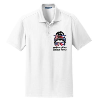 American Grown Cuban Roots Messy Bun Cuba Dry Zone Grid Polo