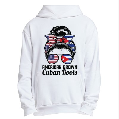 American Grown Cuban Roots Messy Bun Cuba Urban Pullover Hoodie