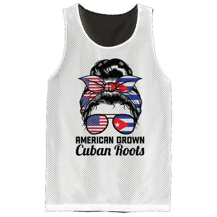 American Grown Cuban Roots Messy Bun Cuba Mesh Reversible Basketball Jersey Tank