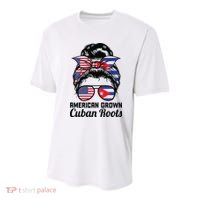 American Grown Cuban Roots Messy Bun Cuba Youth Performance Sprint T-Shirt