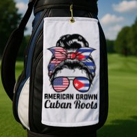American Grown Cuban Roots Messy Bun Cuba Golf Towel