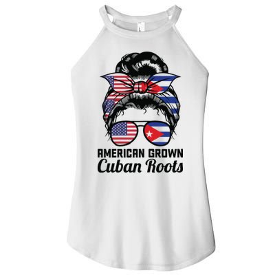 American Grown Cuban Roots Messy Bun Cuba Women's Perfect Tri Rocker Tank