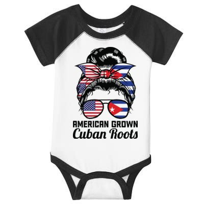 American Grown Cuban Roots Messy Bun Cuba Infant Baby Jersey Bodysuit