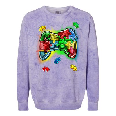 Autism Gamer Controller Colorblast Crewneck Sweatshirt