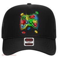Autism Gamer Controller High Crown Mesh Back Trucker Hat