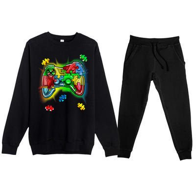 Autism Gamer Controller Premium Crewneck Sweatsuit Set