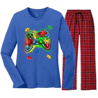 Autism Gamer Controller Women's Long Sleeve Flannel Pajama Set 