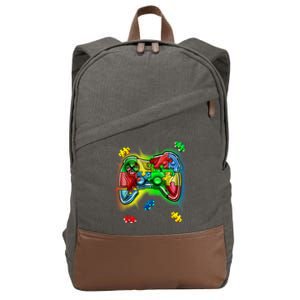 Autism Gamer Controller Cotton Canvas Backpack