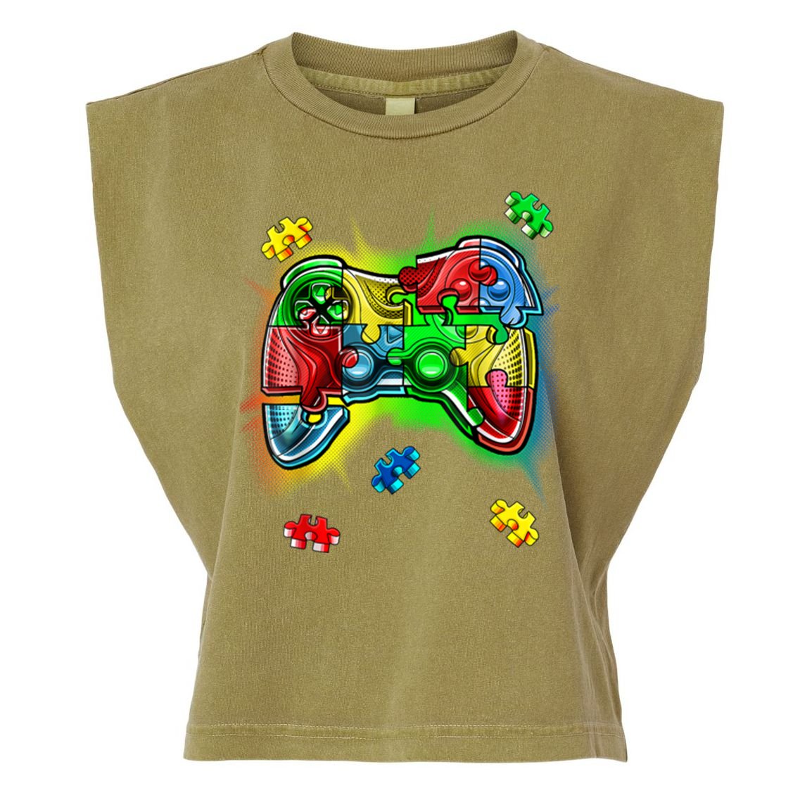 Autism Gamer Controller Garment-Dyed Women's Muscle Tee