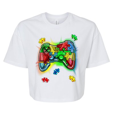 Autism Gamer Controller Bella+Canvas Jersey Crop Tee