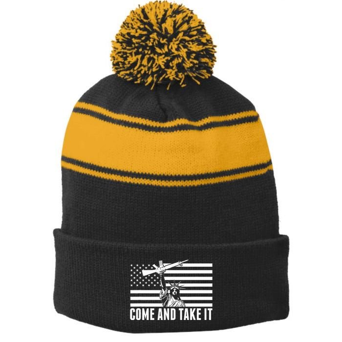 Anti Gun Control Ammo Flag T 2nd Amendment Stripe Pom Pom Beanie