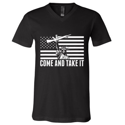 Anti Gun Control Ammo Flag T 2nd Amendment V-Neck T-Shirt