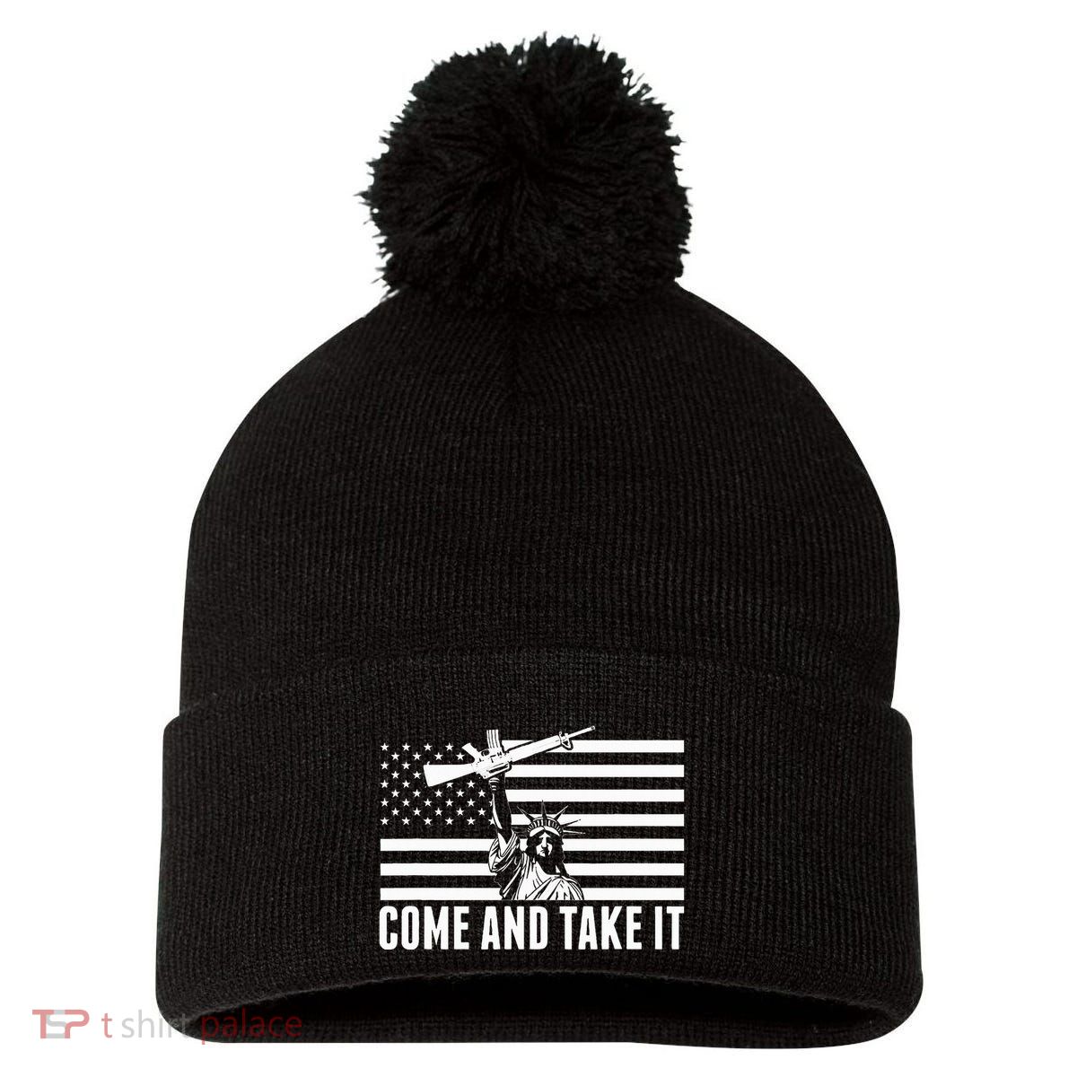 Anti Gun Control Ammo Flag T 2nd Amendment Pom Pom 12in Knit Beanie