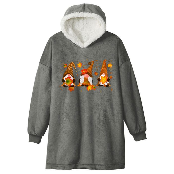 Autumn Gnome Cute Fall Lover Hooded Wearable Blanket