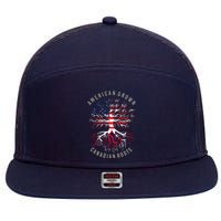 American Grown Canadian Roots USA Canada Flag Heritage 7 Panel Mesh Trucker Snapback Hat