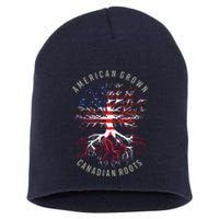 American Grown Canadian Roots USA Canada Flag Heritage Short Acrylic Beanie