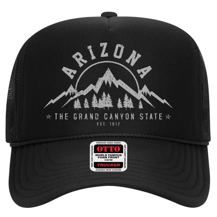 Arizona Grand Canyon State Est. 1912 Mountains Nature Gift High Crown Mesh Back Trucker Hat