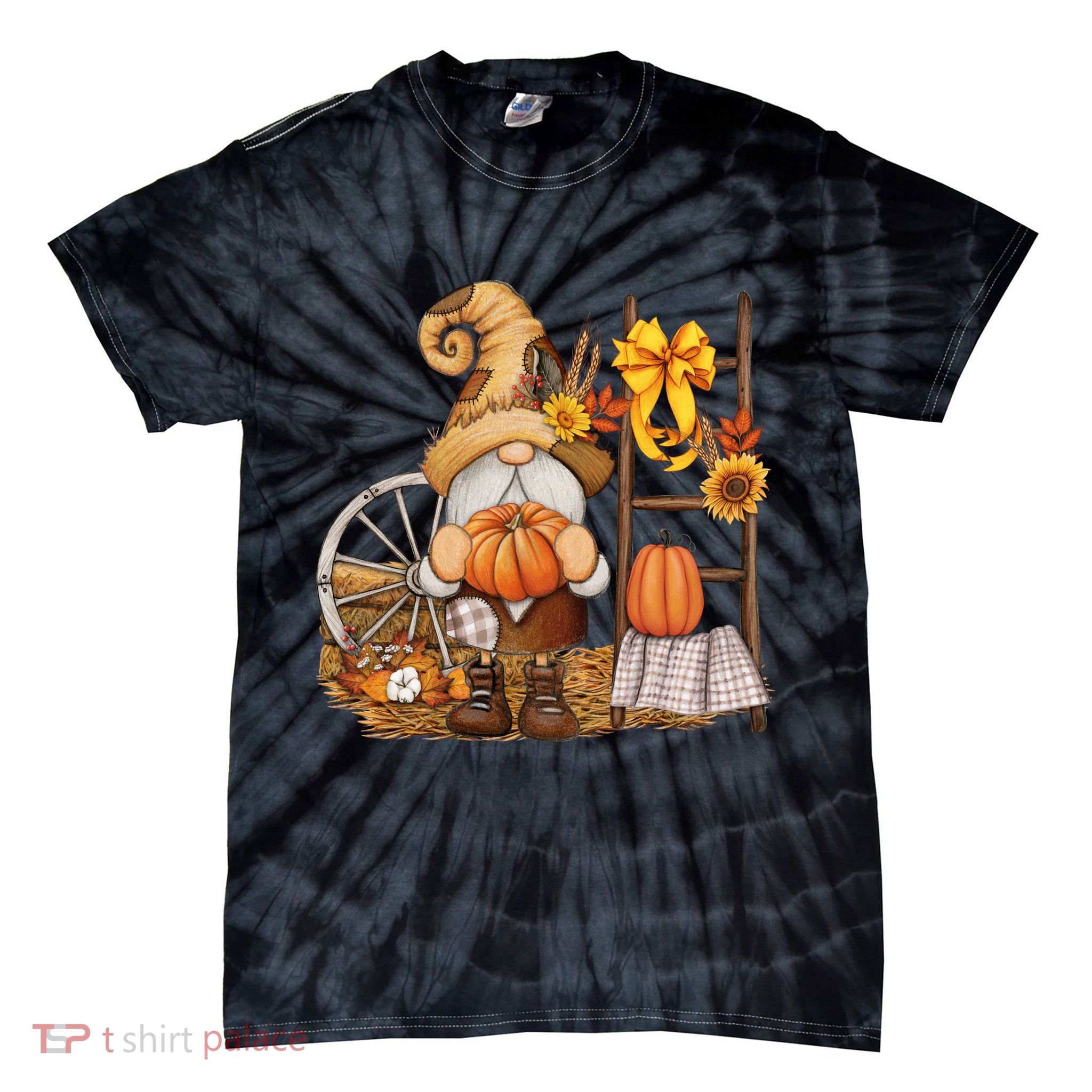 Autumn Gnome Cute Fall Season Tie-Dye T-Shirt