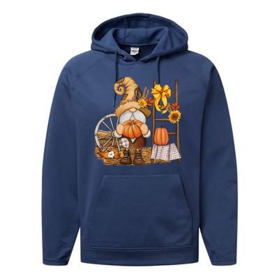 Autumn Gnome Cute Fall Season Performance Fleece Hoodie