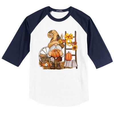 Autumn Gnome Cute Fall Season Baseball Sleeve Shirt