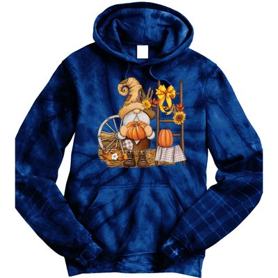 Autumn Gnome Cute Fall Season Tie Dye Hoodie