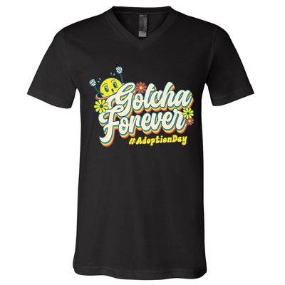 Adopt Gotcha Day Gotcha Forever Family Adoption Day V-Neck T-Shirt
