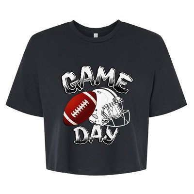 Awesome Game Day Football American Football Season Bella+Canvas Jersey Crop Tee