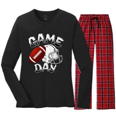 Awesome Game Day Football American Football Season Women's Long Sleeve Flannel Pajama Set 