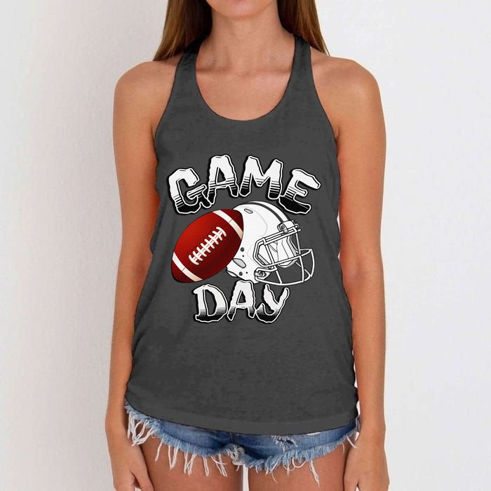 Awesome Game Day Football American Football Season Women's Knotted Racerback Tank