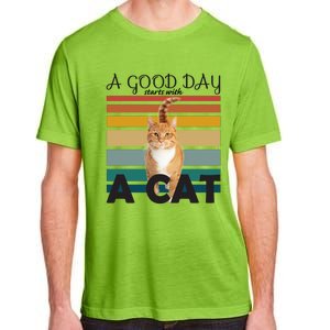 A Good Day Starts With Cat Adult ChromaSoft Performance T-Shirt