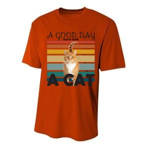 A Good Day Starts With Cat Performance Sprint T-Shirt