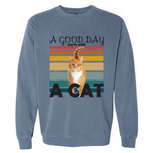 A Good Day Starts With Cat Garment-Dyed Sweatshirt