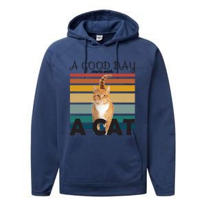 A Good Day Starts With Cat Performance Fleece Hoodie