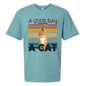 A Good Day Starts With Cat Sueded Cloud Jersey T-Shirt