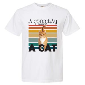 A Good Day Starts With Cat Garment-Dyed Heavyweight T-Shirt