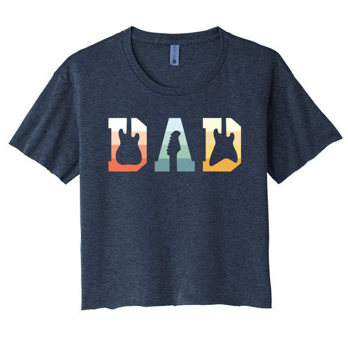 Acoustic Guitar Dad Guitarist Musical Instrument Musician Women's Crop Top Tee