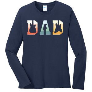 Acoustic Guitar Dad Guitarist Musical Instrument Musician Ladies Long Sleeve Shirt