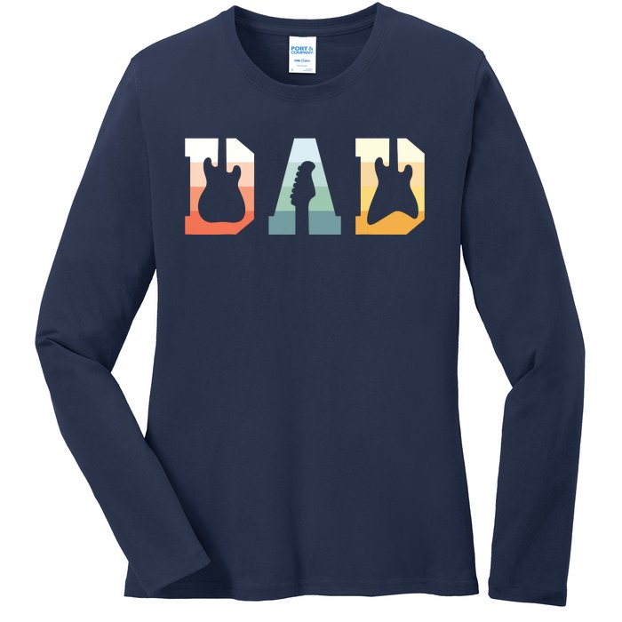 Acoustic Guitar Dad Guitarist Musical Instrument Musician Ladies Long Sleeve Shirt