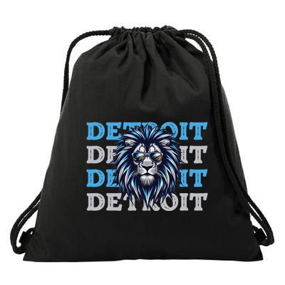 All Grit Detroit Cool Retro Lion Lovers Detroit Apparel Drawstring Bag