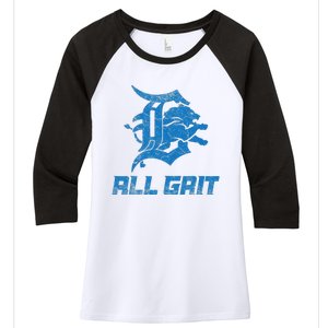 All Grit Detroit Women's Tri-Blend 3/4-Sleeve Raglan Shirt