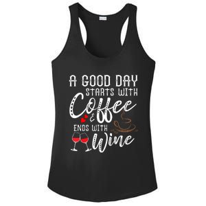 A Good Day Starts With Coffee Ends With Wine Ladies PosiCharge Competitor Racerback Tank