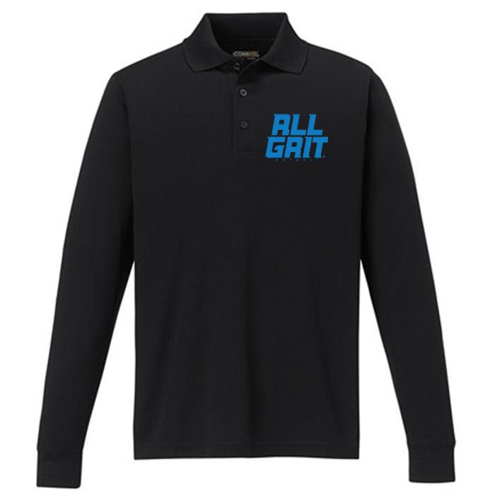 All Grit Detroit Football Performance Long Sleeve Polo